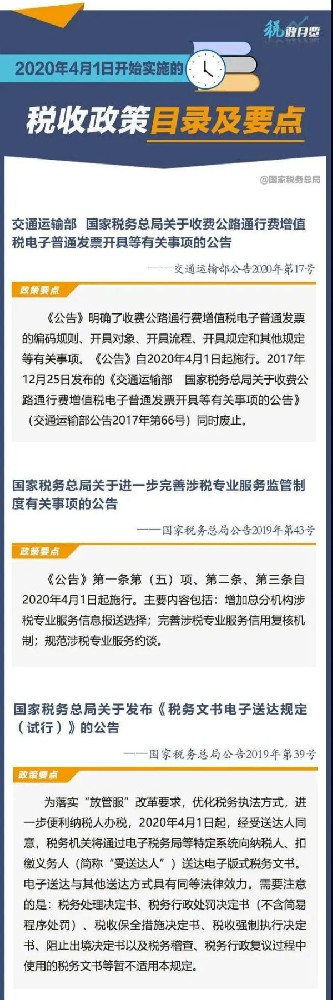 扩散周知!2020年4月1日开始实施的税收政策